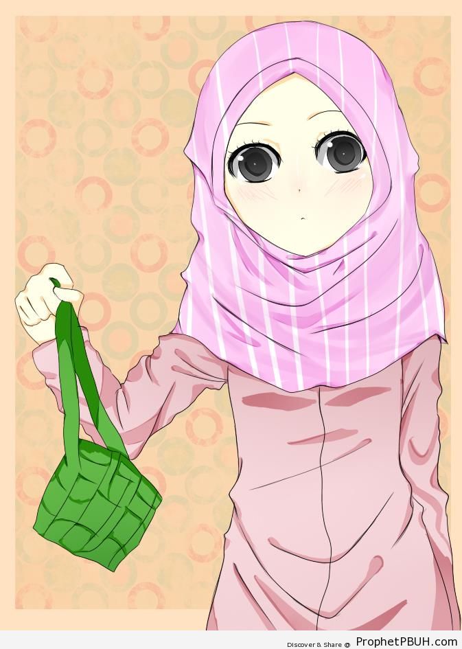 Pink Stylish Hijab - Drawings 
