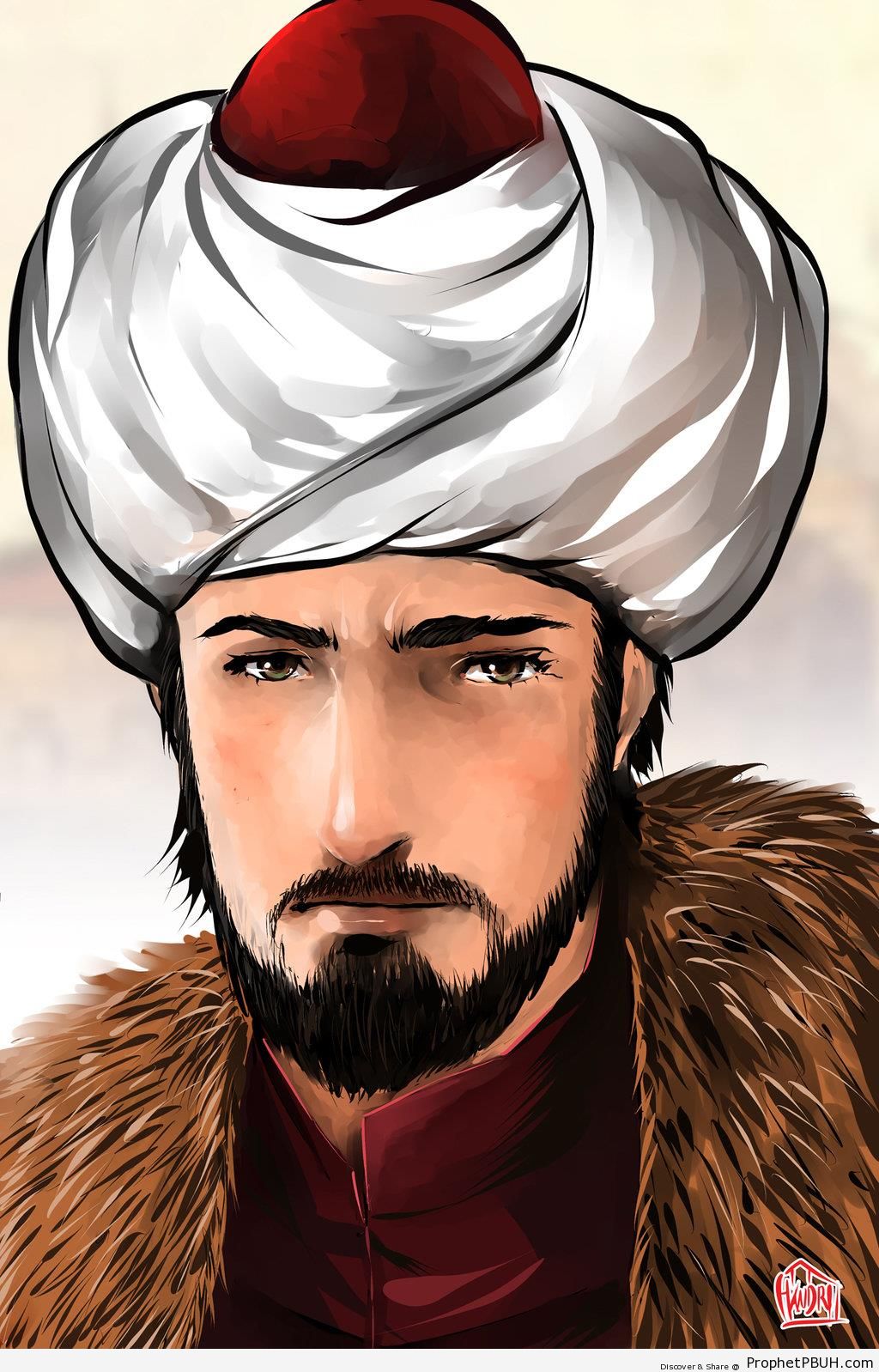 Portrait of Sultan Mehmed al-Fatih (Conqueror of Constantinople in 1453 CE) - Drawings 