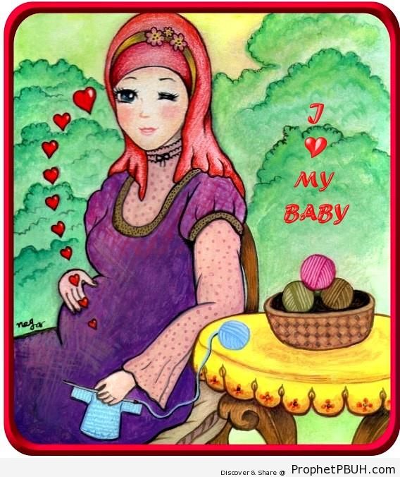 Pregnant Muslim Woman - Drawings