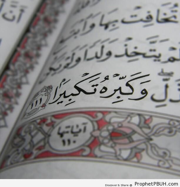 Proclaim His Greatness (Quran 17-111; Surat al-Isra-) - Mushaf Photos (Books of Quran)