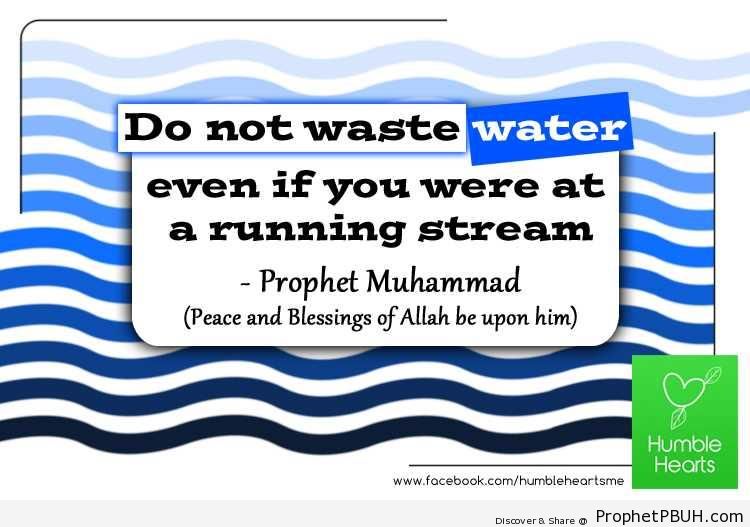 Prophet Muhammad Quote- Do Not Waste Water - Hadith -Picture