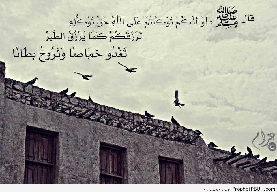 Prophet Muhammad Quote on Tawakkul (Reliance Upon Allah) - Hadith -Picture
