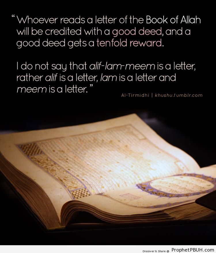 Prophet Muhammad Quote on the Rewards for Reading Quran - Hadith 