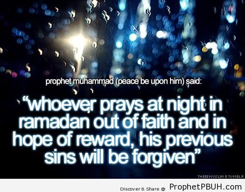 Prophet Muhammad ï·º on Praying at Night in Ramadan - Islamic Quotes About Allah's Forgiveness
