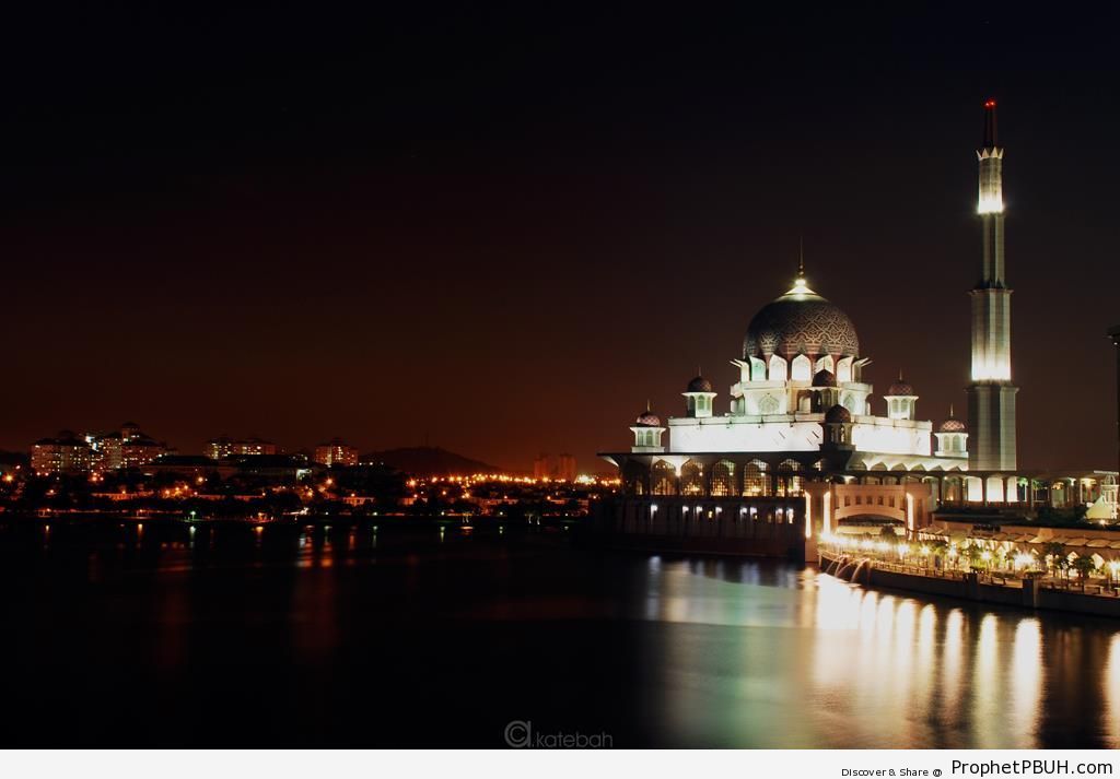 Putra Mosque at Night (Putrajaya, Malaysia) - Islamic Architecture -Picture