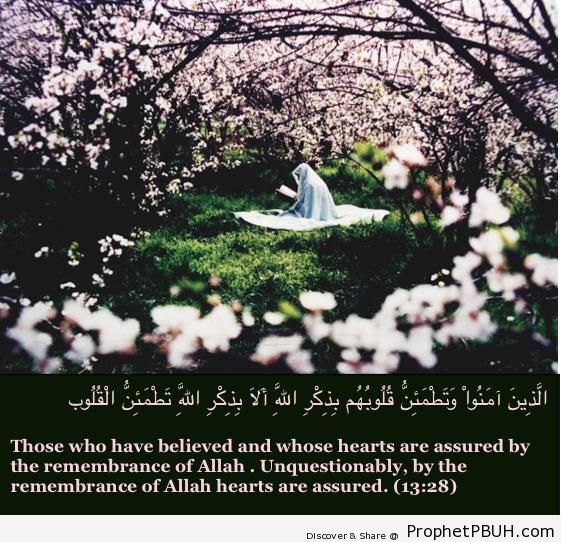 Remembrance of Allah (Surat ar-Ra-d; Quran 13-28) - Islamic Quotes About Dhikr (Remembrance of Allah)
