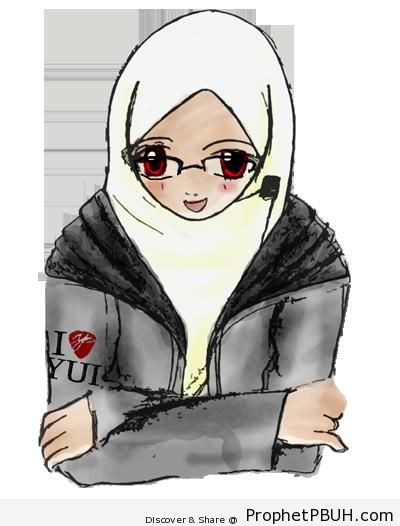 Schoolgirl in Gray Jacket and Glasses - Drawings
