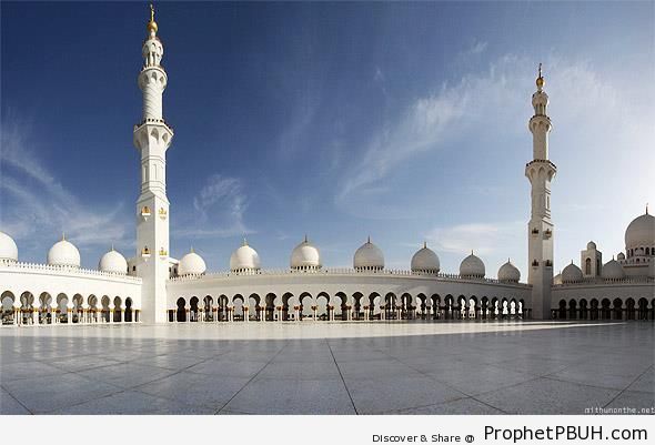 Sheikh Zayed Grand Mosque Minarets and Arcade - Abu Dhabi, United Arab Emirates