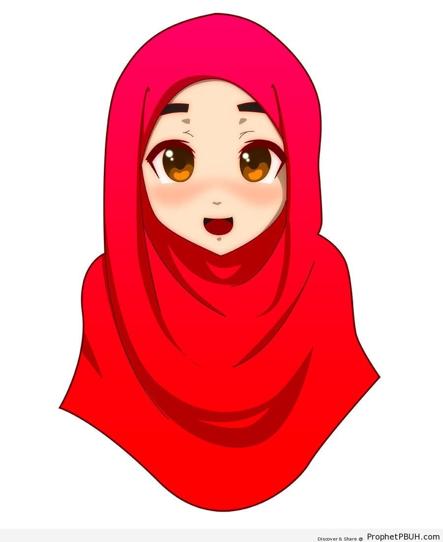 Slightly Blushing Anime Hijabi Girl - Drawings 