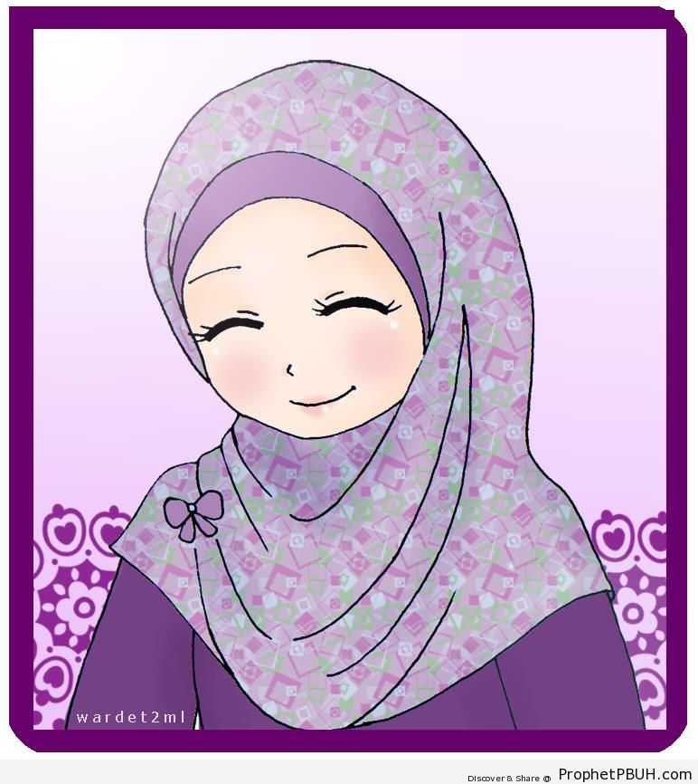 Smiling Muslim Woman - Drawings 