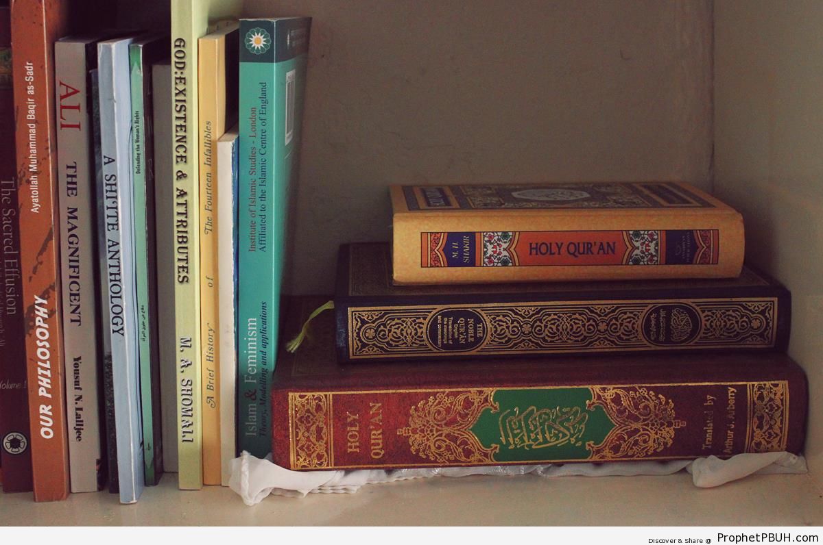 Stack of Three Books of Quran - Mushaf Photos (Books of Quran) 
