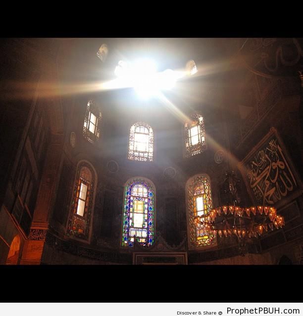Sunlight Through The Windows of the Sultan Ahmed Mosque in Istanbul, Turkey - Islamic Architecture
