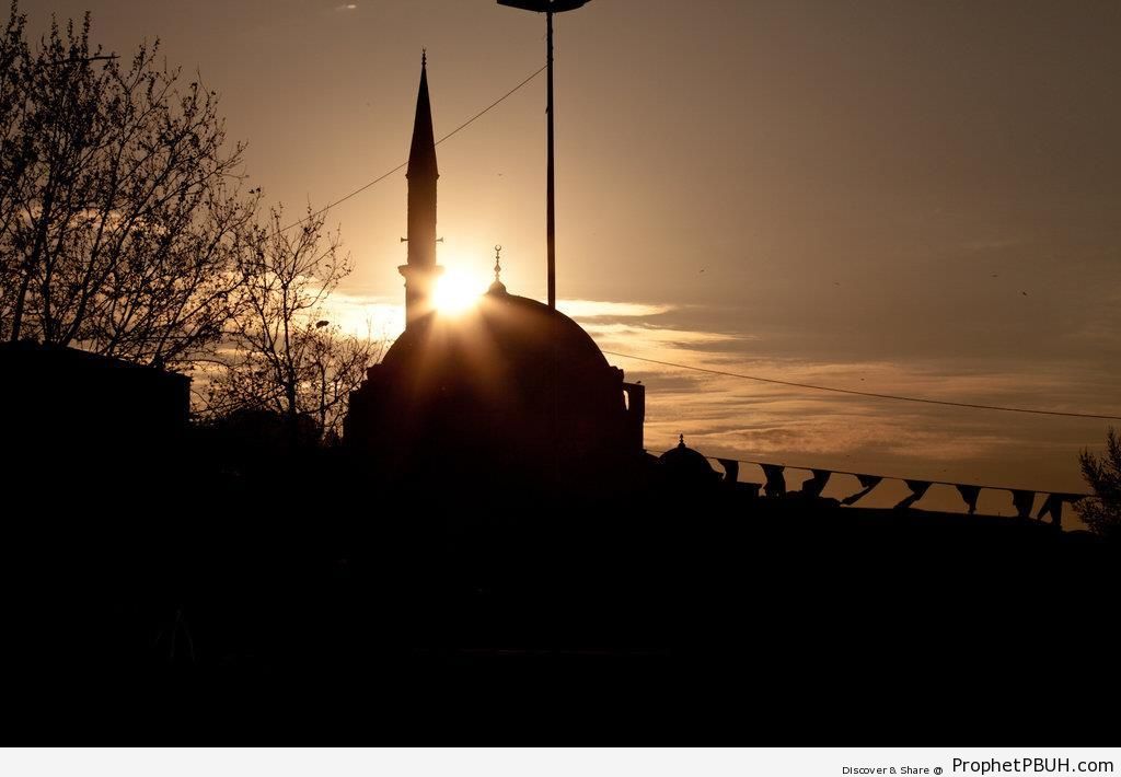 Sunset and Mosque Silhouette - Islamic Architecture -Picture