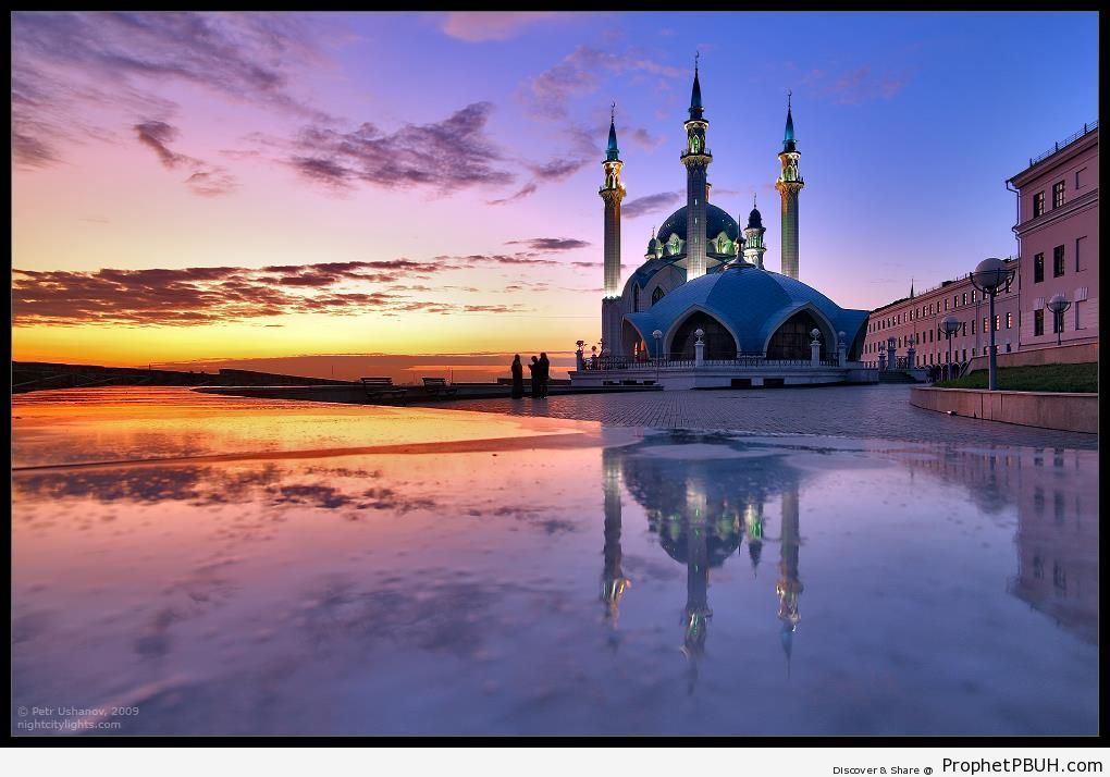 Sunset at the Qolsharif Mosque in Kazan, Tatarstan, Russia - Islamic Architecture -Picture