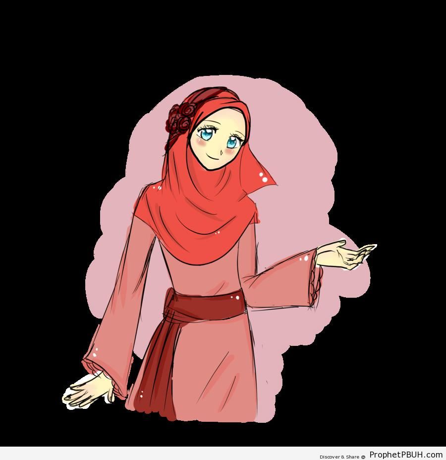Sweet Smile in Hijab - Drawings 