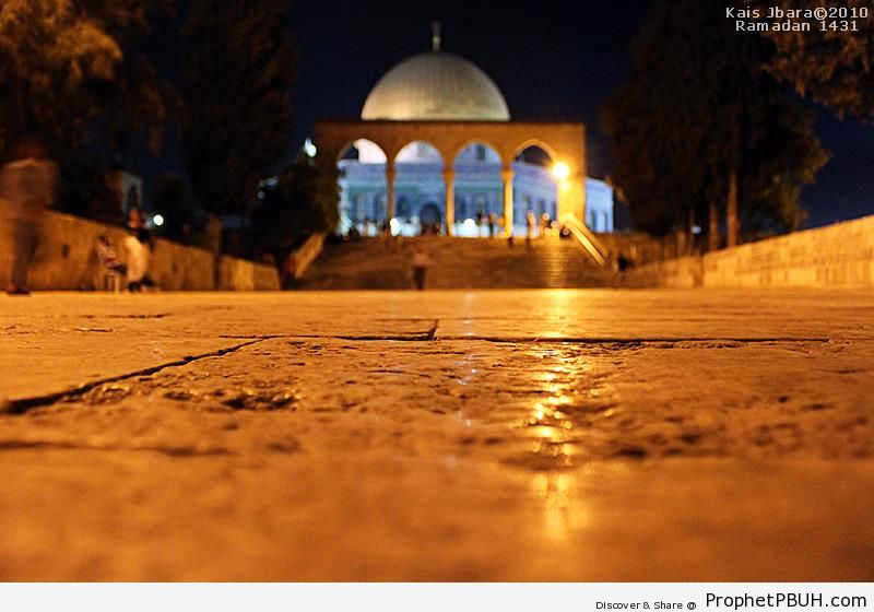 The Road to the Dome of the Rock at Night (Jerusalem, Palestine) - Al-Quds (Jerusalem), Palestine -