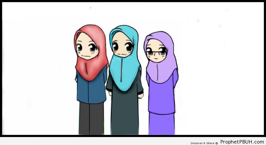 Three Ladies in Hijab - Drawings 