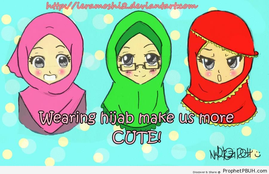 Three Muslim Girls - Drawings 