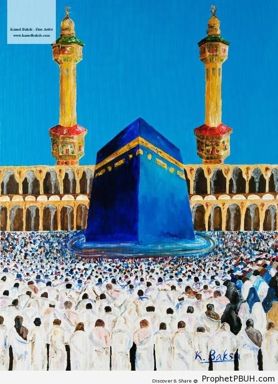 United for His Sake (Kamel Baksh Painting) - al-Masjid al-Haram in Makkah, Saudi Arabia