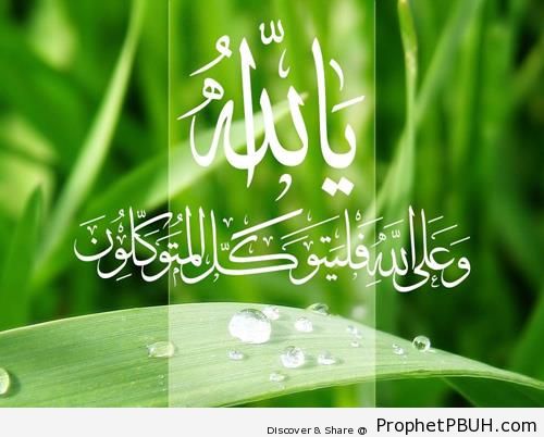 Upon Allah (Surat Ibrahim - Quran 14-12) - Islamic Calligraphy and Typography