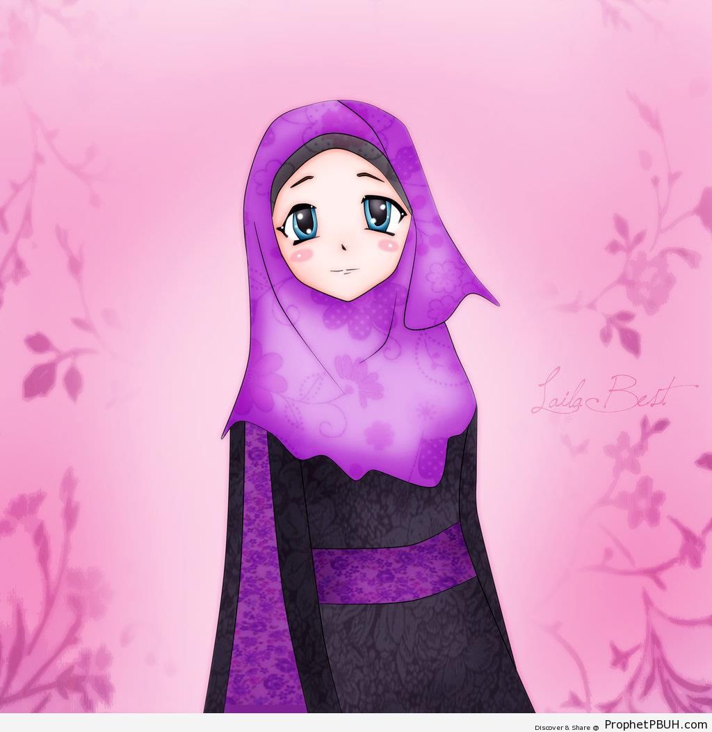 Violet Hijab & Blue Eyes - Drawings 