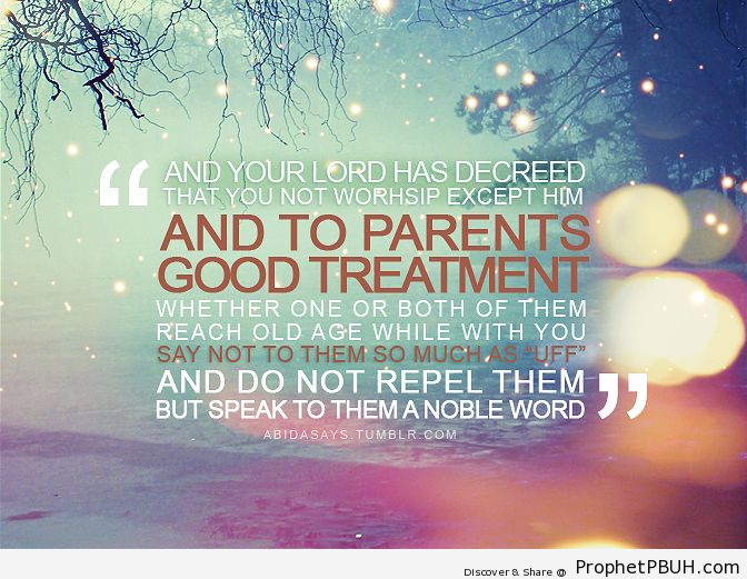 Your Lord Has Decreed (Quran 17-23) - Islamic Quotes About Parents and Parenting 