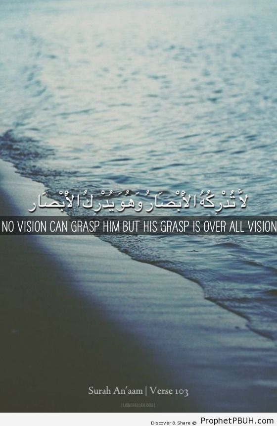 No vision can grasp Him but His... - Islamic Quotes, Hadiths, Duas
