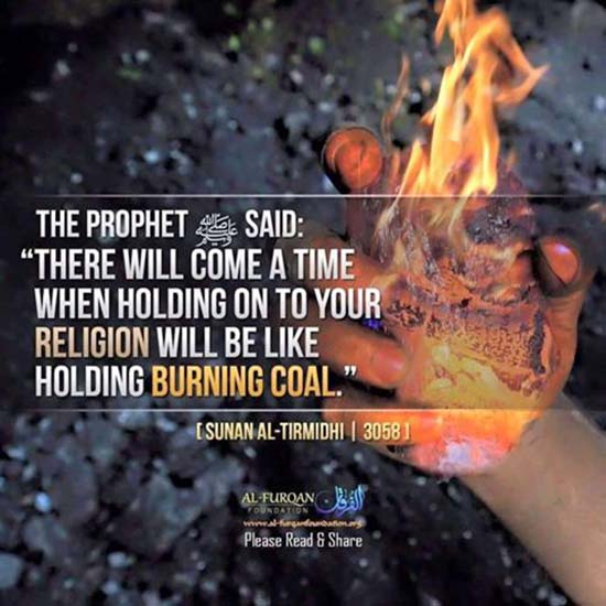 Hadith about holding to religion like holding to burning coal.